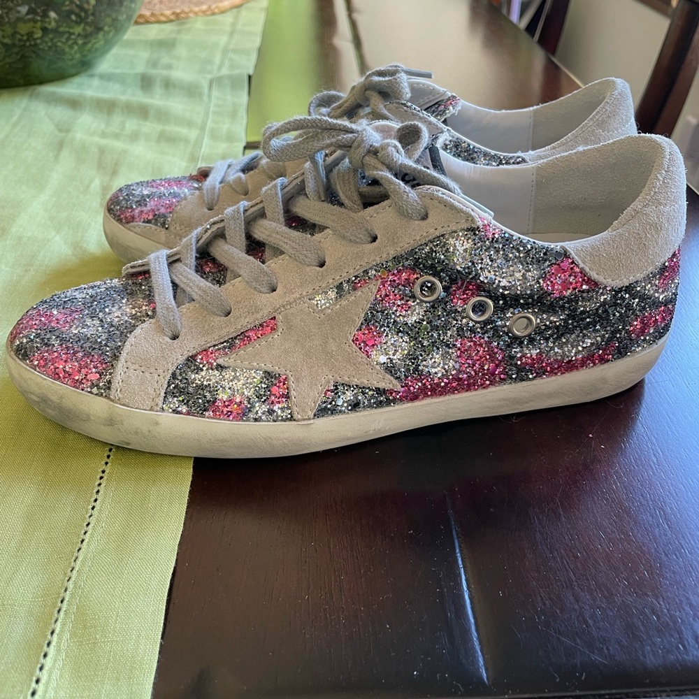 NWOB Golden Goose Super Star Low Tops - Pink and Gray Glitter!